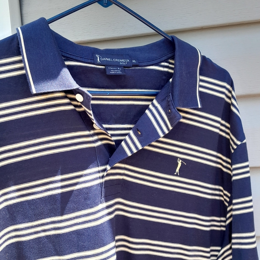 Daniel Cremieux Mens Navy Blue White Striped Polo Shirt XL - Picture 4 of 6